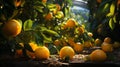 ripe oranges trees generated AI Royalty Free Stock Photo