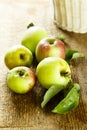 Ripe organic apples on the desk Royalty Free Stock Photo