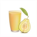 Ripe Organic guava juice in glass cup