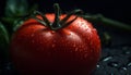 Ripe organic tomato, fresh drop of water, healthy vegetarian meal generated by AI Royalty Free Stock Photo