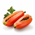 Vibrant Papaya Artwork On White Background