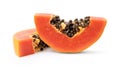 Ripe papaya fruit cut in half on white background Royalty Free Stock Photo