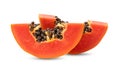 Ripe papaya fruit cut in half on white background Royalty Free Stock Photo
