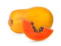 Ripe papaya fruit isolated on white background