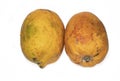 Ripe papaya isolated on a white background. Rotten papaya on a white background Royalty Free Stock Photo
