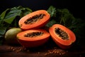 A ripe papaya with orange flesh Royalty Free Stock Photo