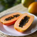 Ripe Papaya on a Plate