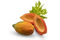Ripe papaya slice isolated on white background Royalty Free Stock Photo