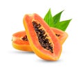 Ripe papaya slices isolated on white background Royalty Free Stock Photo