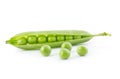 Ripe pea vegetable with green leaf isolated Royalty Free Stock Photo