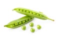 Ripe pea vegetable with green leaf isolated Royalty Free Stock Photo