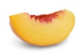 Ripe peach fruit slices isolated on white background with clipping path and full depth of field Royalty Free Stock Photo