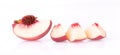 Ripe peach fruit on white background