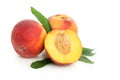 Ripe peach fruits isolated on white background Royalty Free Stock Photo