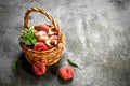 Ripe peaches in a basket. Royalty Free Stock Photo
