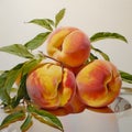 Ripe peaches delight on white