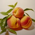 Ripe peaches delight on white