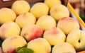 Ripe peaches in the fruit market, Catania, Sicily, Italy Royalty Free Stock Photo