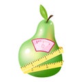 Ripe pear in dietary nutrition flat vector illustration