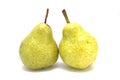 Ripe pear on white background close-up. Fruits, food, Macro, Vitamins Royalty Free Stock Photo