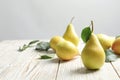 Ripe pears on wooden table Royalty Free Stock Photo