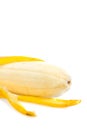 Ripe peeled banana isolated on white