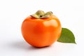 Ripe persimmon isolated on white background with clipping path