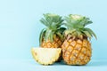 Ripe pineapple on pastel color background Royalty Free Stock Photo