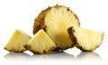 Ripe pineapple fruit slices isolated on white Royalty Free Stock Photo