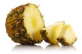 Ripe pineapple fruit slices isolated on white Royalty Free Stock Photo
