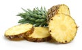 Ripe pineapple fruit slices isolated on white Royalty Free Stock Photo