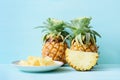 Fresh pineapple on pastel color background Royalty Free Stock Photo