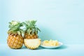 Fresh pineapple on pastel color background Royalty Free Stock Photo