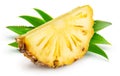 Ripe pineapple slice with leaves isolated on white background. File contains clipping path Royalty Free Stock Photo