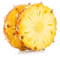 Ripe pineapple and pineapple slices isolated on white background. File contains clipping path Royalty Free Stock Photo