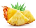 Ripe pineapple and pineapple slices isolated on white background. File contains clipping path Royalty Free Stock Photo
