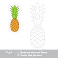 Ripe Pineapple to be traced. Vector trace game.