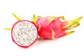 Ripe pink dragon fruit on white background Royalty Free Stock Photo