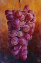 Ripe pink grapes painting