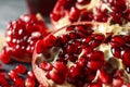 Ripe pomegranate, close up. Juicy fruit