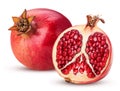Ripe pomegranate fruit and one cut in half
