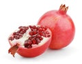 Ripe pomegranate fruits with half