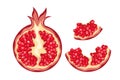 Ripe pomegranates.A garnet cut in half.Juicy tropical fruit.