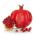 Ripe pomegranates isolated on a white