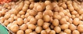 Ripe potatoes laid out in a supermarket