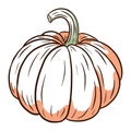 Ripe Pumpkin Image. Autumn Food Illustration. Fresh squash sketch. Element for autumn decorative design, halloween