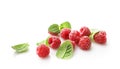 Ripe rasberries and mint leaves