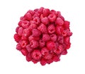 Ripe Raspberries. Sweet fresh berries isolated. Top view Royalty Free Stock Photo
