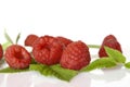 Ripe raspberry with green leaf Royalty Free Stock Photo