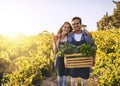 Ripe and ready to be munched. a young man and woman working together on a farm. Royalty Free Stock Photo